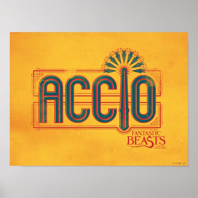Póster Gráfico de ortografía de Red Art Deco ACCIO™ (Frente)