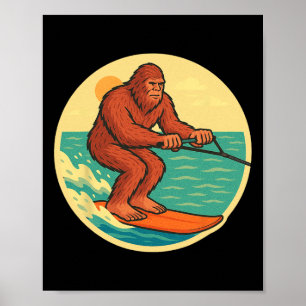 Póster Gráfico de playa de criptid vintage de esquí acuát