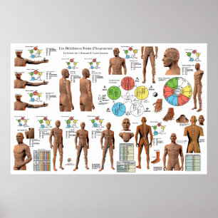 Póster Gráfico de puntos de los meridianos de acupuntura
