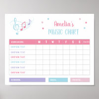 Gráfico de recompensa púrpura rosada de notas musi