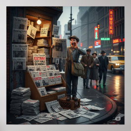 Póster Gráfico de Retro Newsstand