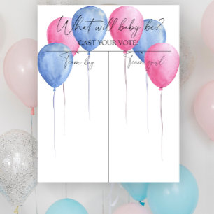 Póster Gráfico de revelación de género con globos Niño o 