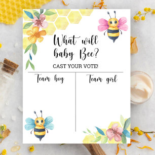 Póster Gráfico de revelación de género de abeja Niño o Ni