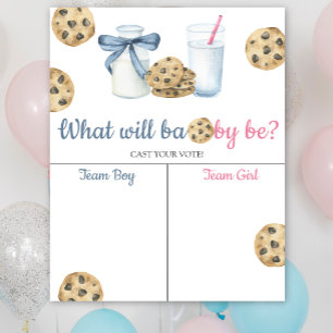 Póster Gráfico de revelación de género de leche y galleta