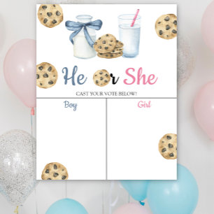 Póster Gráfico de revelación de género de leche y galleta