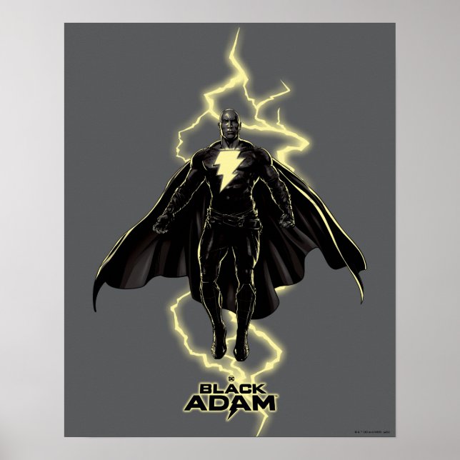 Póster Gráfico de silueta Black Adam Lightning (Frente)