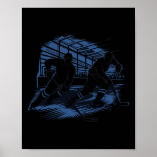 Póster Gráfico de silueta de acción de hockey sobre hielo