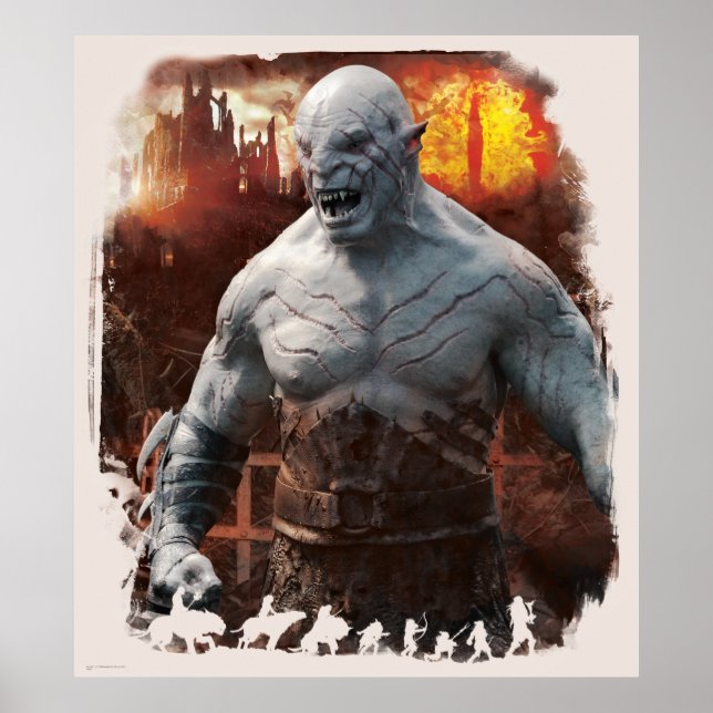 Póster Gráfico de silueta de Azog & Orcs (Frente)