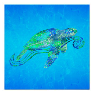 Póster Gráfico de tortuga marina