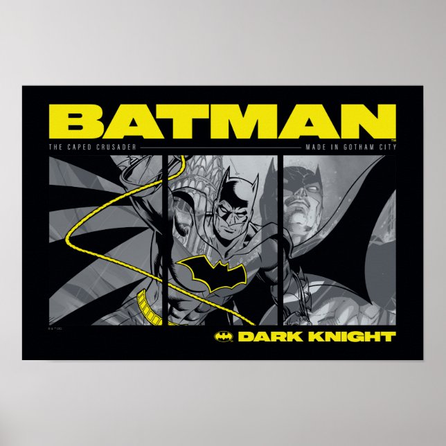 Póster Gráfico de tres paneles de comic Batman (Frente)