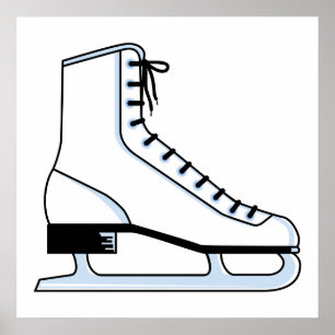 Póster gráfico de vector de patinaje sobre hielo blanco