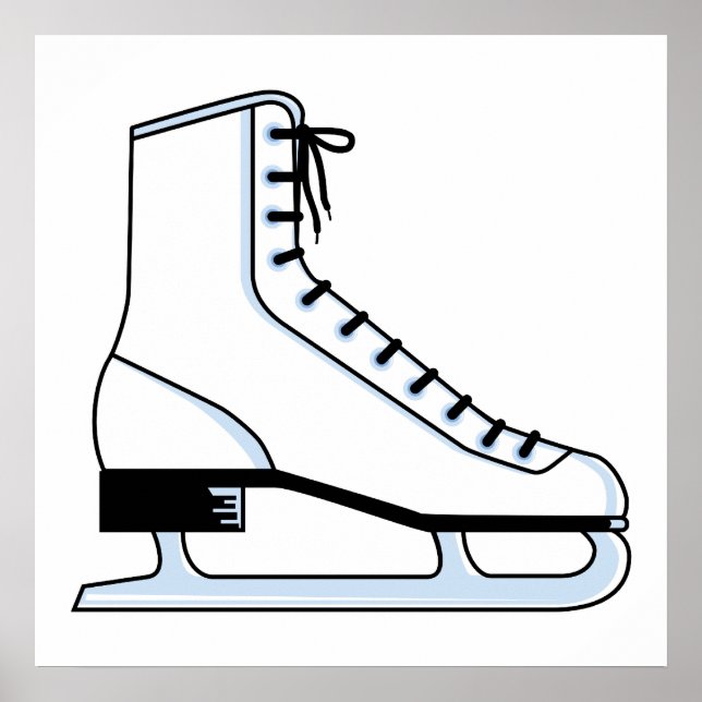 Póster gráfico de vector de patinaje sobre hielo blanco (Frente)