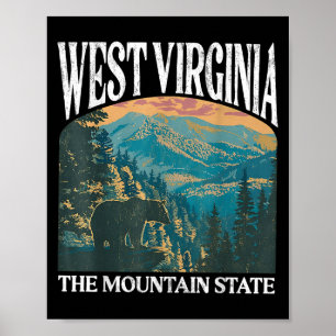 Póster Gráfico de Virginia Retro Bear Mountain