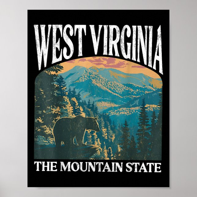 Póster Gráfico de Virginia Retro Bear Mountain (Frente)