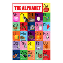 Gráfico del alfabeto colorido con imágenes para ni
