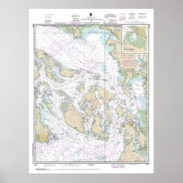 Póster Gráfico del Estrecho de Juan de Fuca al Estrecho d