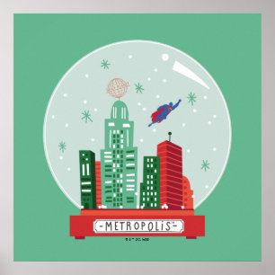Póster Gráfico del Globe de Nieve de Superman Metropolis