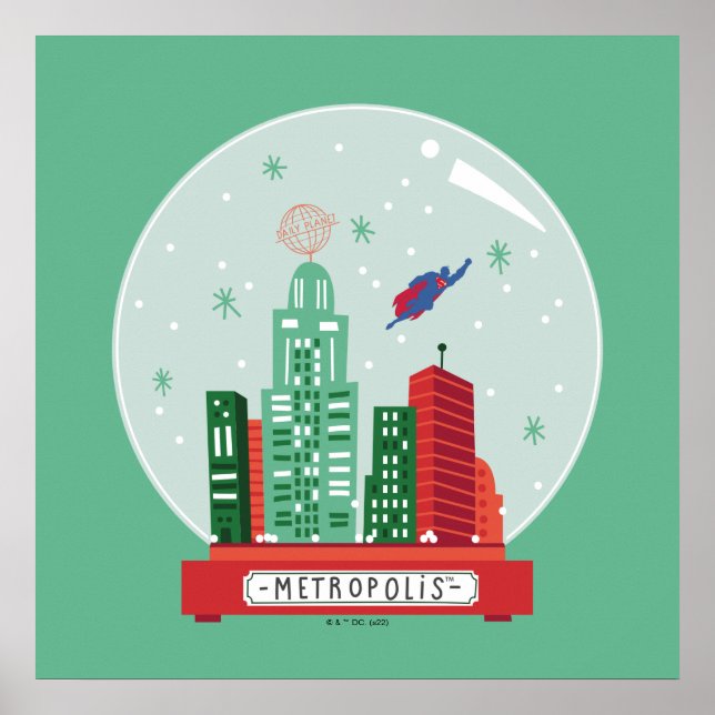 Póster Gráfico del Globe de Nieve de Superman Metropolis (Frente)