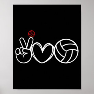 Póster Gráfico del jugador de voleibol Peace Love