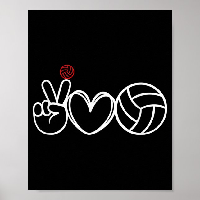 Póster Gráfico del jugador de voleibol Peace Love (Frente)