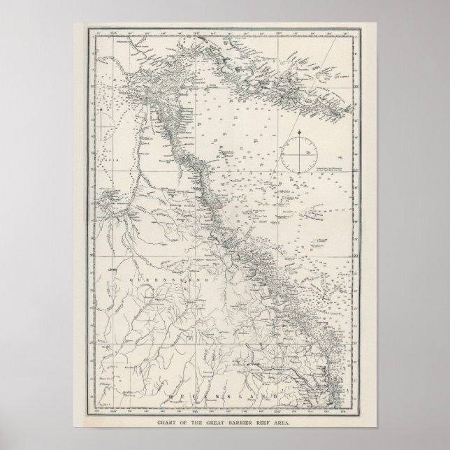 Póster Gráfico del Mapa del Área de la Gran Barrera de Ar (Frente)