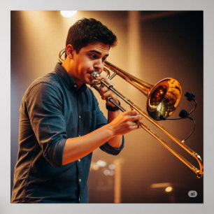 Póster Gráfico del reproductor de trombones en vivo