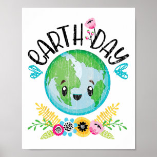 Póster Gráfico divertido del Día de la Tierra