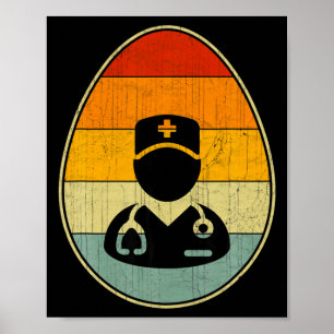 Póster Gráfico divertido huevo de Pascua retro Día de Pas