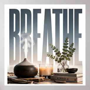 Póster Gráfico editorial de mindfulness de lujo Breathe