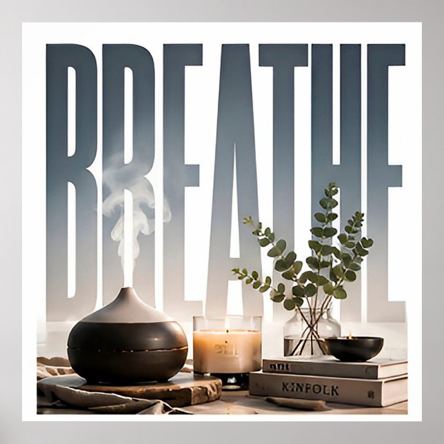 Póster Gráfico editorial de mindfulness de lujo Breathe (Frente)