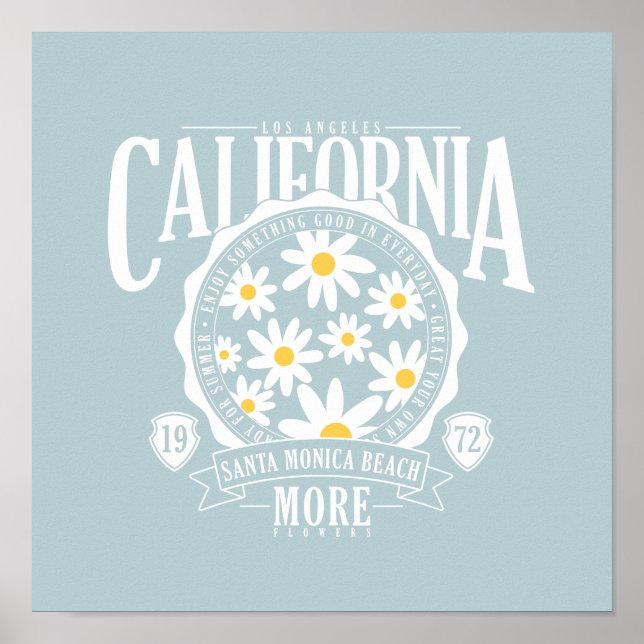 Póster Gráfico floral de Los Ángeles California (Frente)