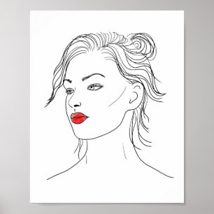 Póster Gráfico   Mujer con lápiz labial rojo