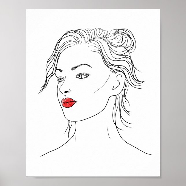 Póster Gráfico | Mujer con lápiz labial rojo (Frente)