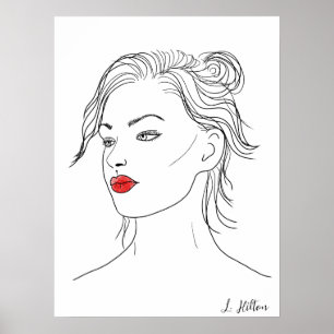 Póster Gráfico   Mujer con lápiz labial rojo
