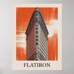 Póster Gráfico Naranja del Edificio Flatiron