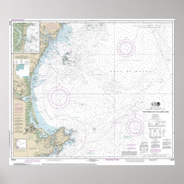 Póster Gráfico náutico 13278 de Portsmouth a Cabo Ann (Frente)