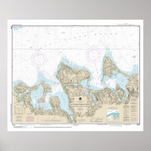 Póster Gráfico náutico de los canales Oyster y Huntington