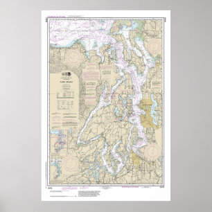 Póster Gráfico náutico de sonido de puget 18440