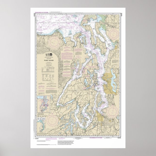 Póster Gráfico náutico de sonido de puget 18440 (Frente)