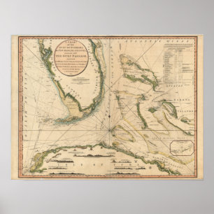 Póster Gráfico náutico del Golfo de Florida