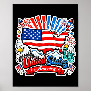 Póster gráfico patriótico de estados unidos de américa, m