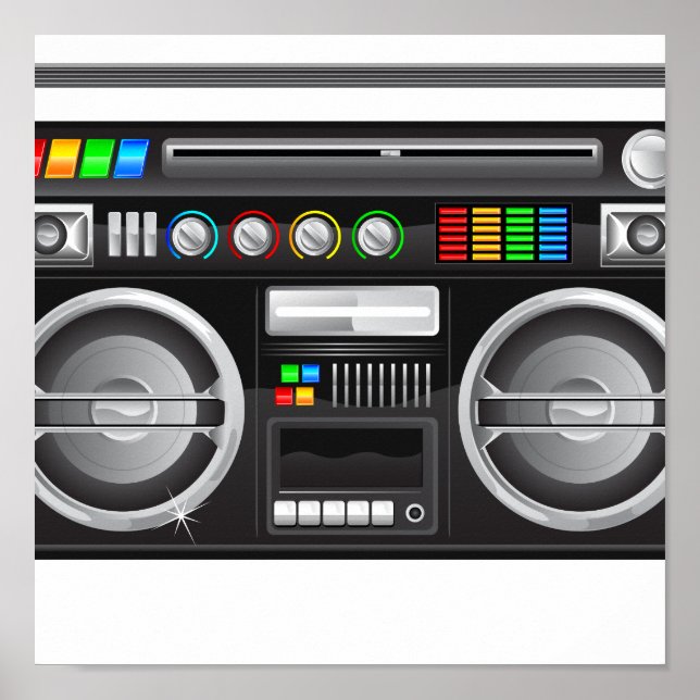 Póster gráfico retro boombox ghetto blaster (Frente)