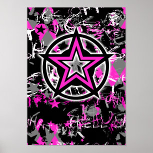 Póster Gráfico rosado de la estrella