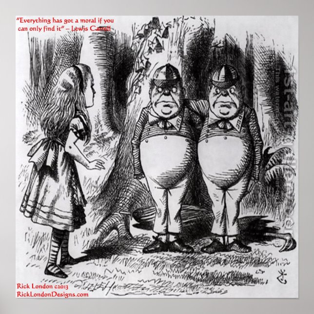 Póster Gráfico y famosa cita de Lewis Carroll (Frente)