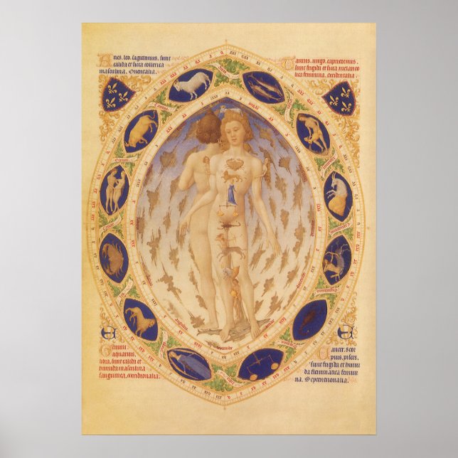 Póster Gráfico Zodiaco Celestial Antiguo, Astrología Vint (Frente)
