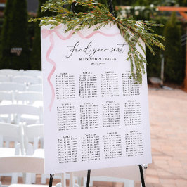 Póster Gráficos de Asientos de Boda con Lazo Rosa Elegant