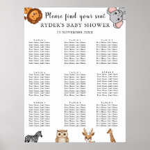 Gráficos de Asientos para Baby Shower de Animales 
