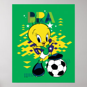 Póster Gráficos de fútbol del equipo de Brasil con TWEETY