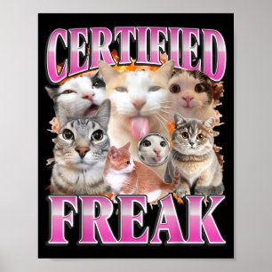 Póster Gráficos de gato certificados bootleg humor divert