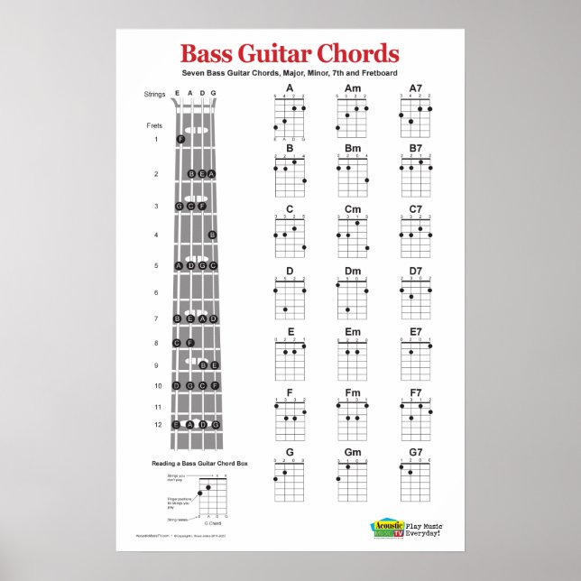 Póster Gráficos de guitarra y Poster de prácticas de Bass (Frente)